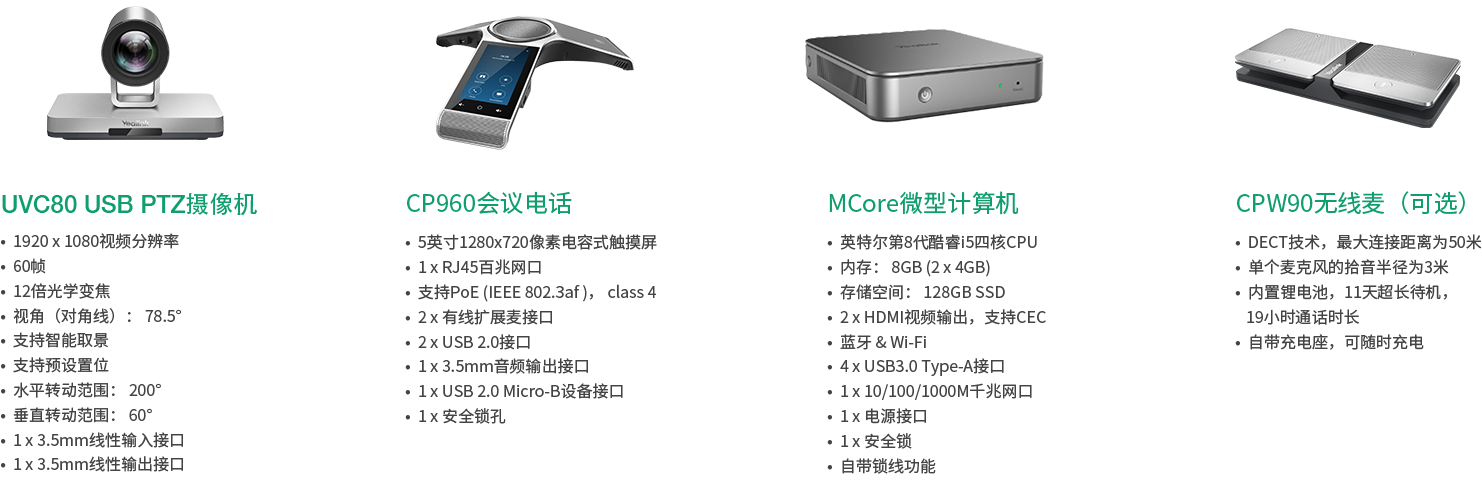 ZVC800 Zoom Rooms套装参数